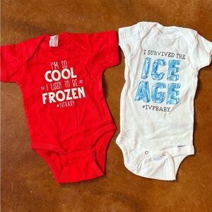IVF newborn onsies - one red one white NWOT